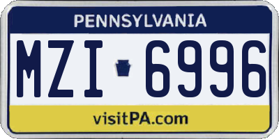 PA license plate MZI6996