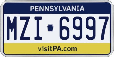PA license plate MZI6997