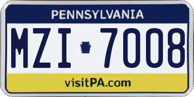 PA license plate MZI7008