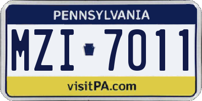 PA license plate MZI7011