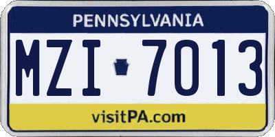 PA license plate MZI7013