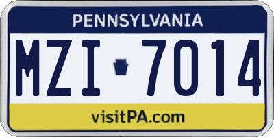 PA license plate MZI7014