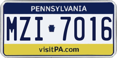 PA license plate MZI7016
