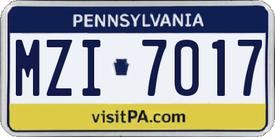 PA license plate MZI7017