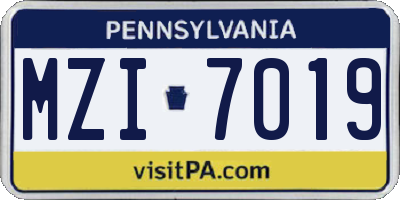 PA license plate MZI7019