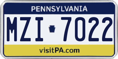 PA license plate MZI7022