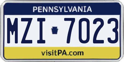 PA license plate MZI7023