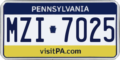PA license plate MZI7025