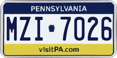 PA license plate MZI7026