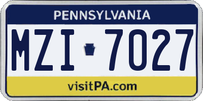 PA license plate MZI7027