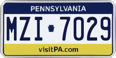 PA license plate MZI7029