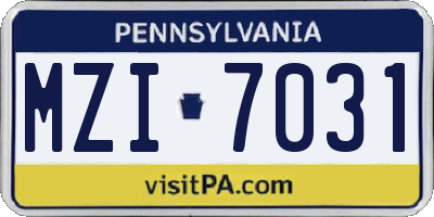 PA license plate MZI7031