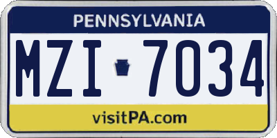 PA license plate MZI7034