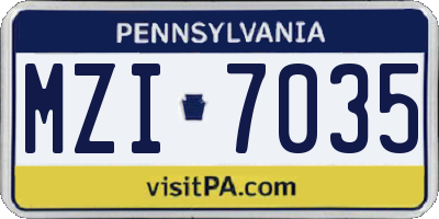 PA license plate MZI7035