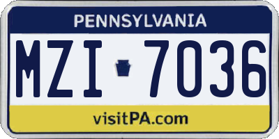 PA license plate MZI7036