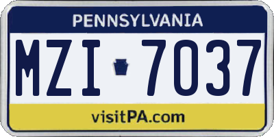 PA license plate MZI7037