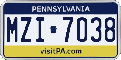PA license plate MZI7038