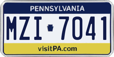 PA license plate MZI7041