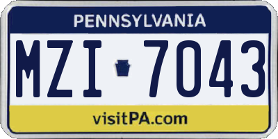 PA license plate MZI7043