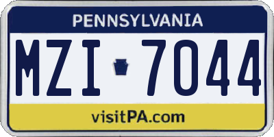 PA license plate MZI7044