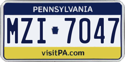 PA license plate MZI7047