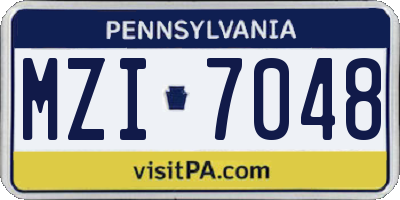 PA license plate MZI7048