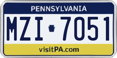 PA license plate MZI7051