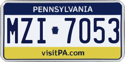PA license plate MZI7053