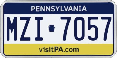 PA license plate MZI7057