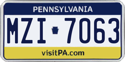 PA license plate MZI7063