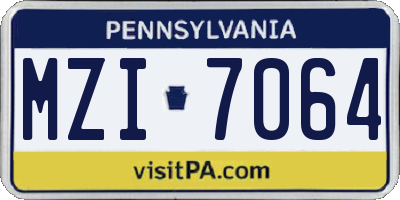 PA license plate MZI7064