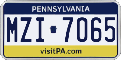 PA license plate MZI7065