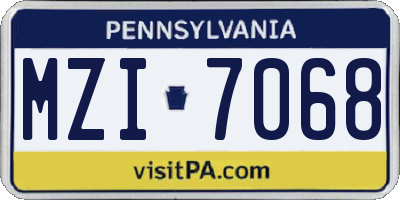 PA license plate MZI7068