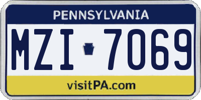 PA license plate MZI7069