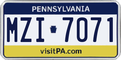 PA license plate MZI7071