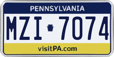 PA license plate MZI7074