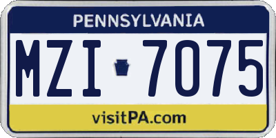 PA license plate MZI7075