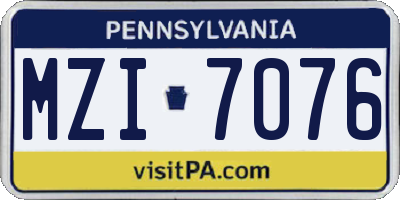 PA license plate MZI7076
