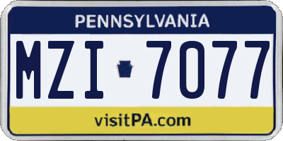 PA license plate MZI7077