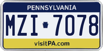 PA license plate MZI7078