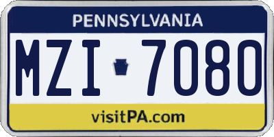 PA license plate MZI7080