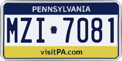 PA license plate MZI7081