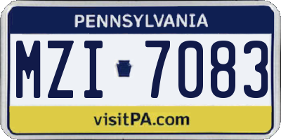 PA license plate MZI7083
