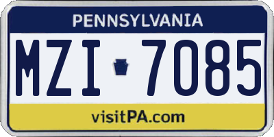 PA license plate MZI7085