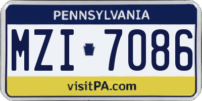 PA license plate MZI7086