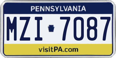 PA license plate MZI7087