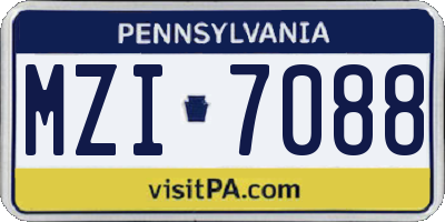 PA license plate MZI7088