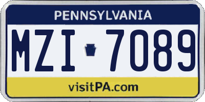PA license plate MZI7089