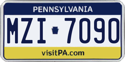 PA license plate MZI7090