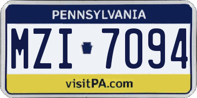 PA license plate MZI7094
